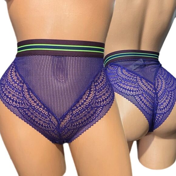 Victorias Secret Sheer Mesh High Waist Cheeky panty Purple - Picture 2 of 3